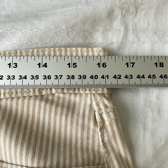 Old Navy Women's Beige Striped Extra High Rise Cotton Pants Size 10 Straight Leg - Picture 11 of 16